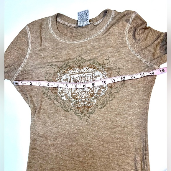 2 Roxy Y2K Thermals - Tan & Grey Long Sleeve Tees w/ Surfer Logo Rare Grail - Picture 15 of 16